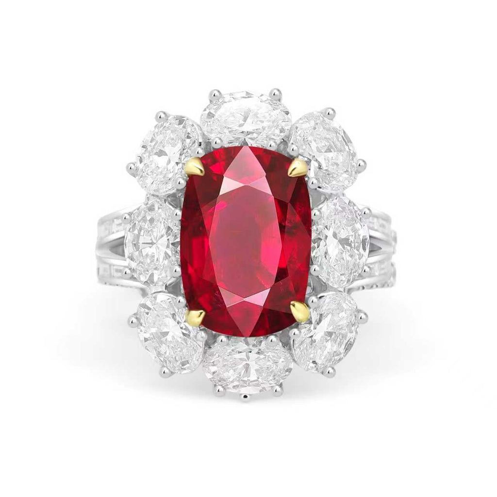 6.5 Carat Pigeon Blood Ruby Diamond Ring - Winfrey H.