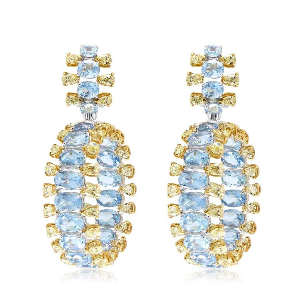 Aquamarine and Yellow Diamond Earrings - Winfrey H.