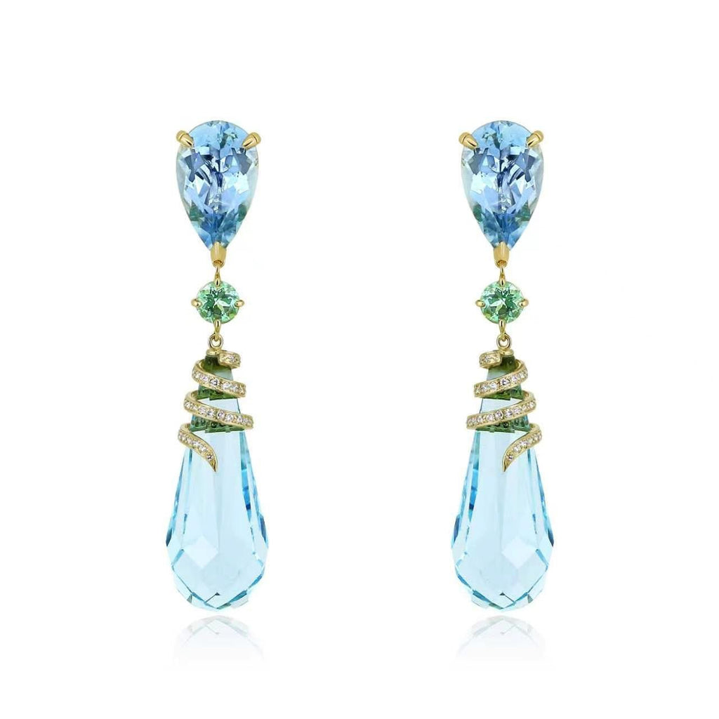 Aquamarine Radiant Flow Earrings - Winfrey H.