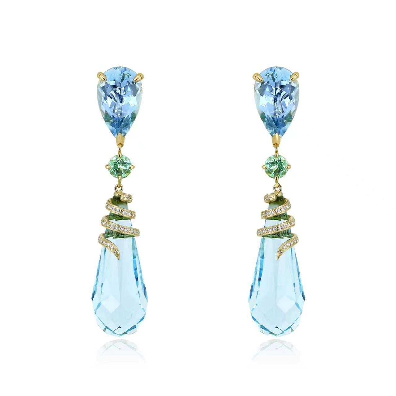 Aquamarine Radiant Flow Earrings - Winfrey H.