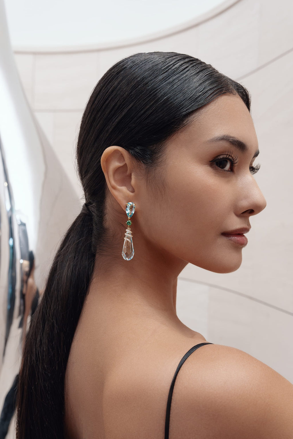 Aquamarine Radiant Flow Earrings - Winfrey H.