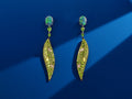 Black Opal Green Leaf Earrings - Winfrey H.