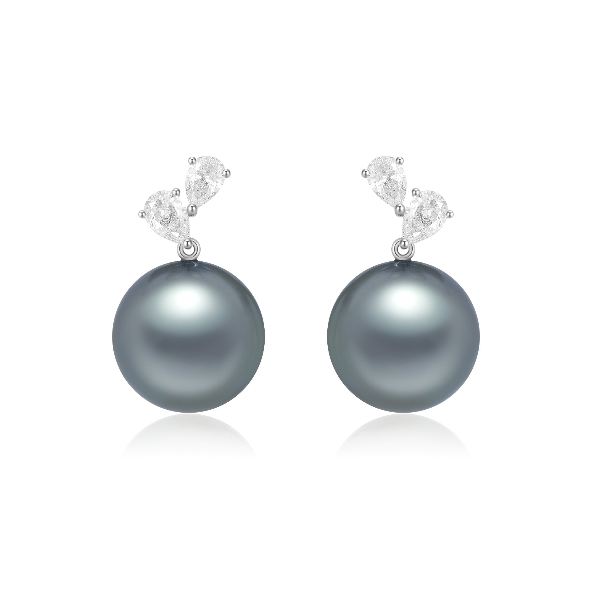 Black Pearl and Diamond Earrings - Winfrey H.