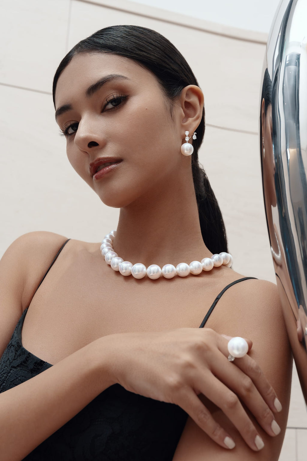 Celeste Pearl Diamond Drop Earrings - Winfrey H.