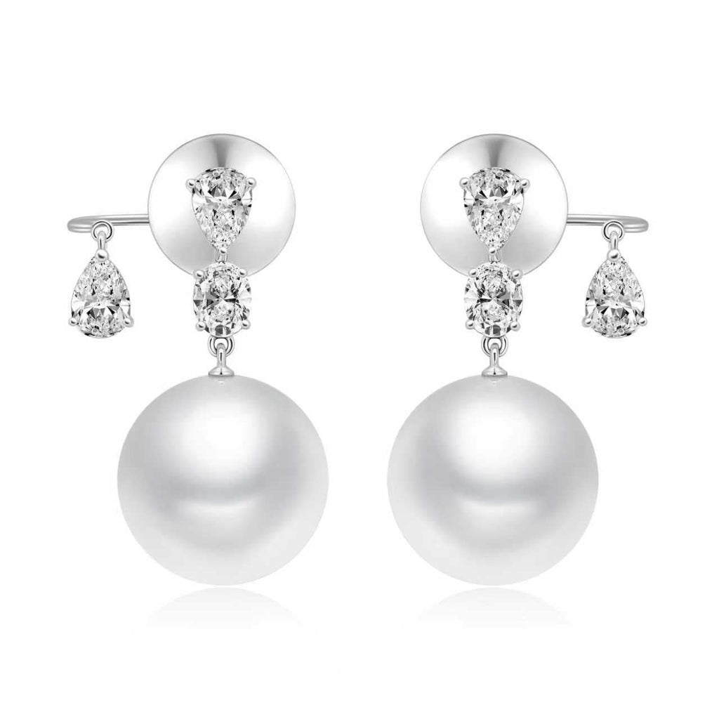 Celeste Pearl Diamond Drop Earrings - Winfrey H.