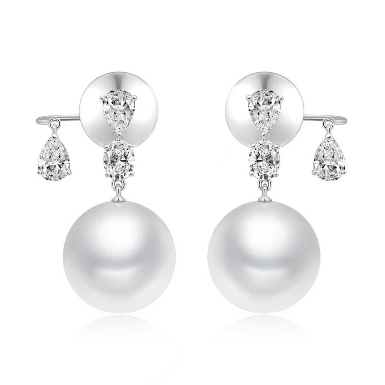 Celeste Pearl Diamond Drop Earrings - Winfrey H.