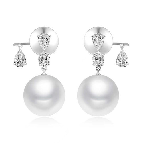 Celeste Pearl Diamond Drop Earrings - Winfrey H.