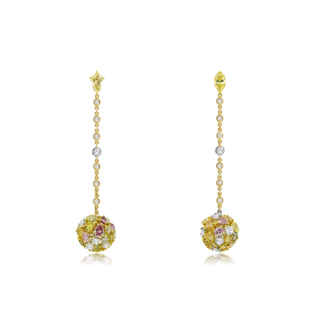 Colored Diamond Floral Drop Earrings - Winfrey H.