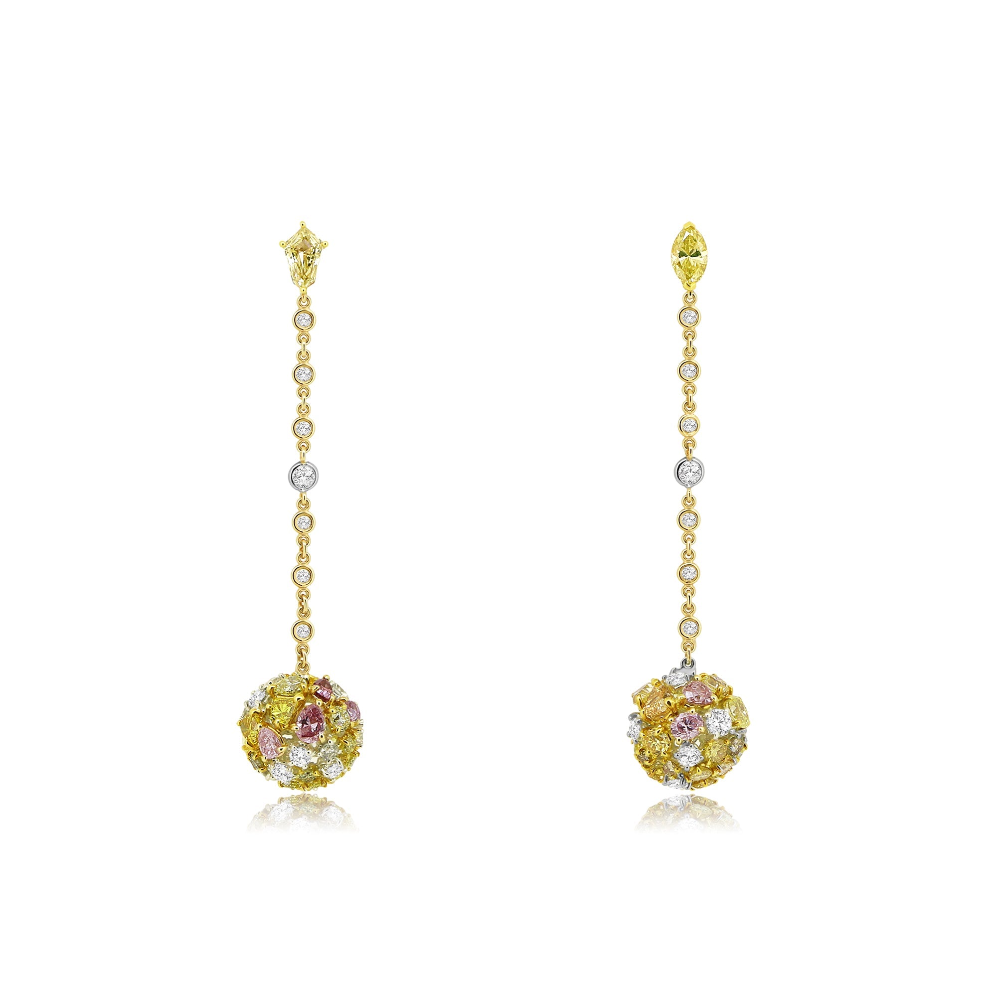 Colored Diamond Floral Drop Earrings - Winfrey H.