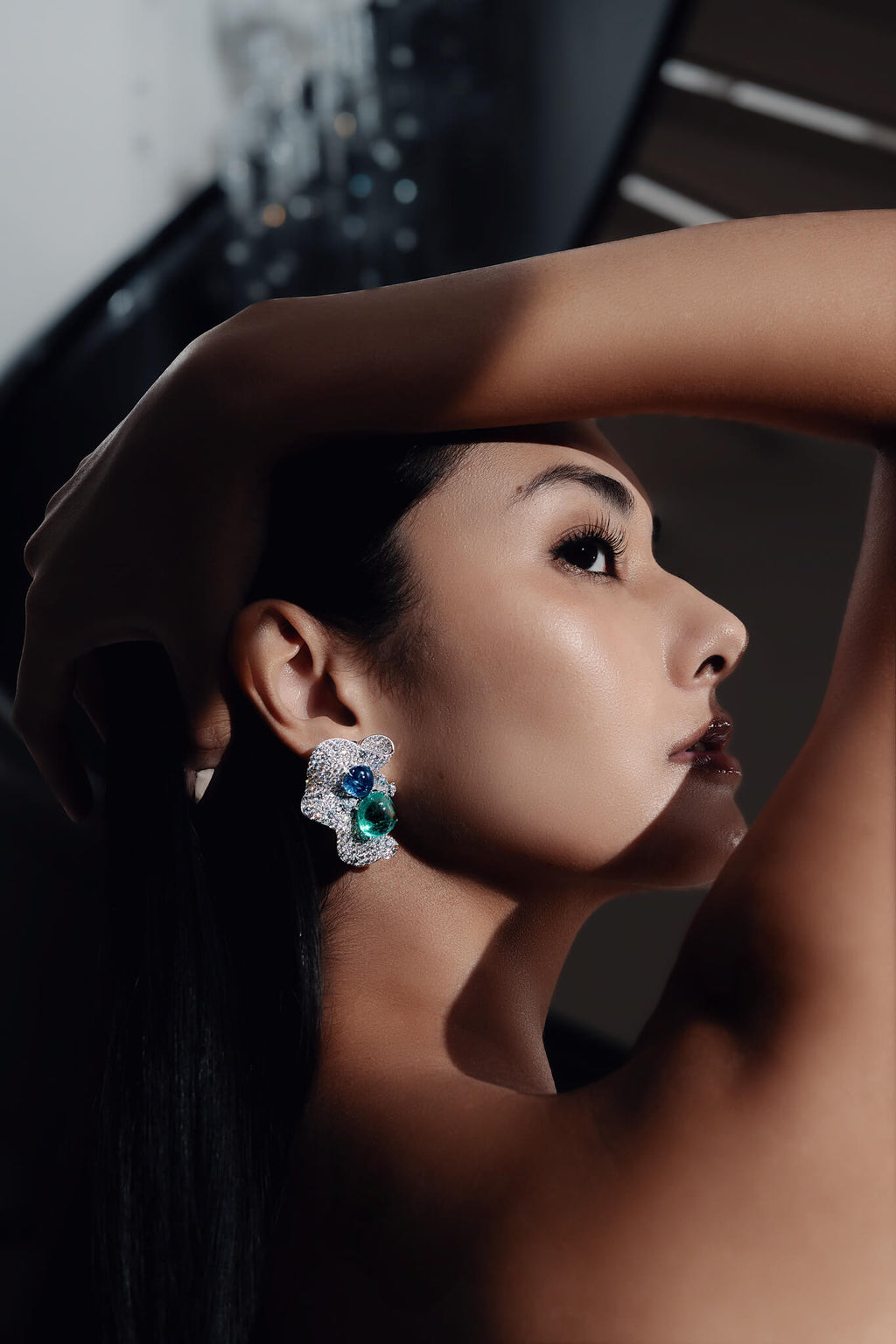 Emerald and Sapphire Earrings - Winfrey H.