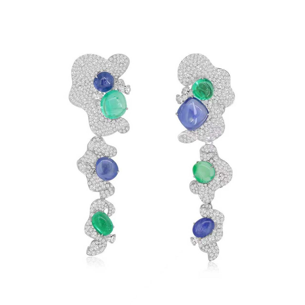 Emerald and Sapphire Earrings - Winfrey H.