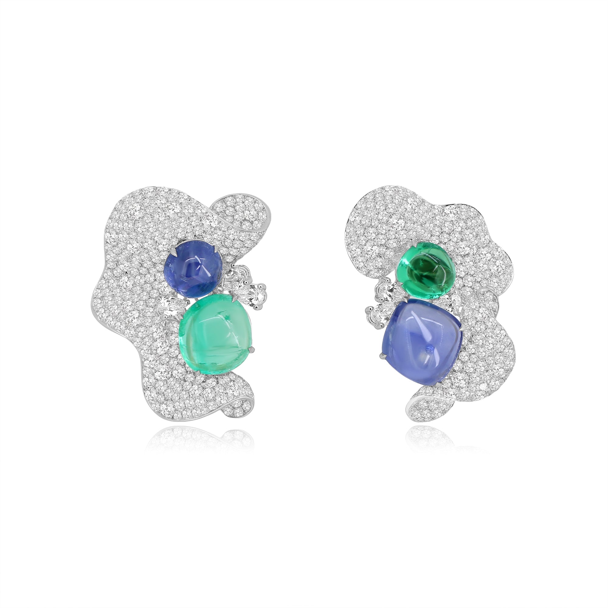 Emerald and Sapphire Earrings - Winfrey H.