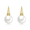Gold - Accented White Pearl Earrings - Winfrey H.
