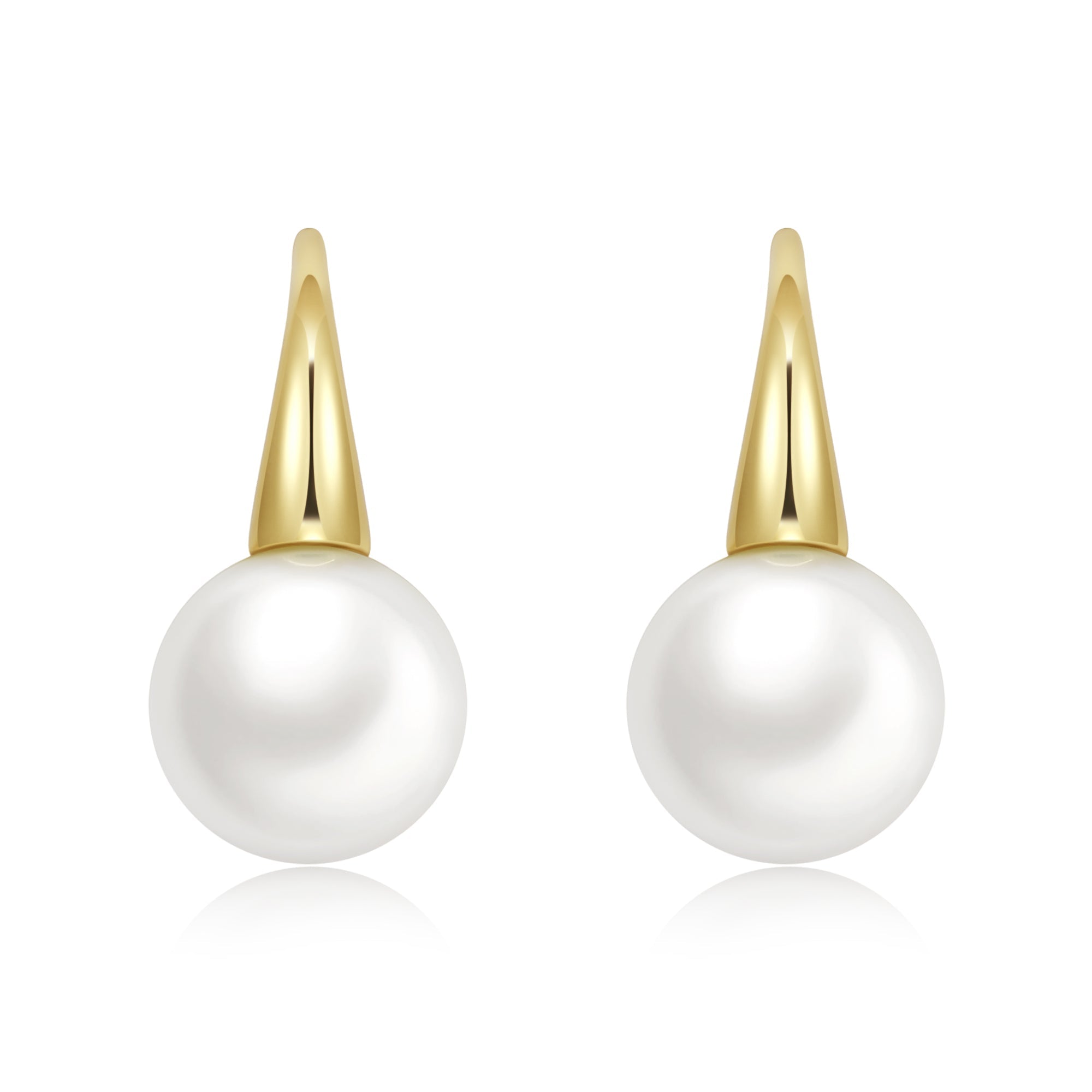 Gold - Accented White Pearl Earrings - Winfrey H.