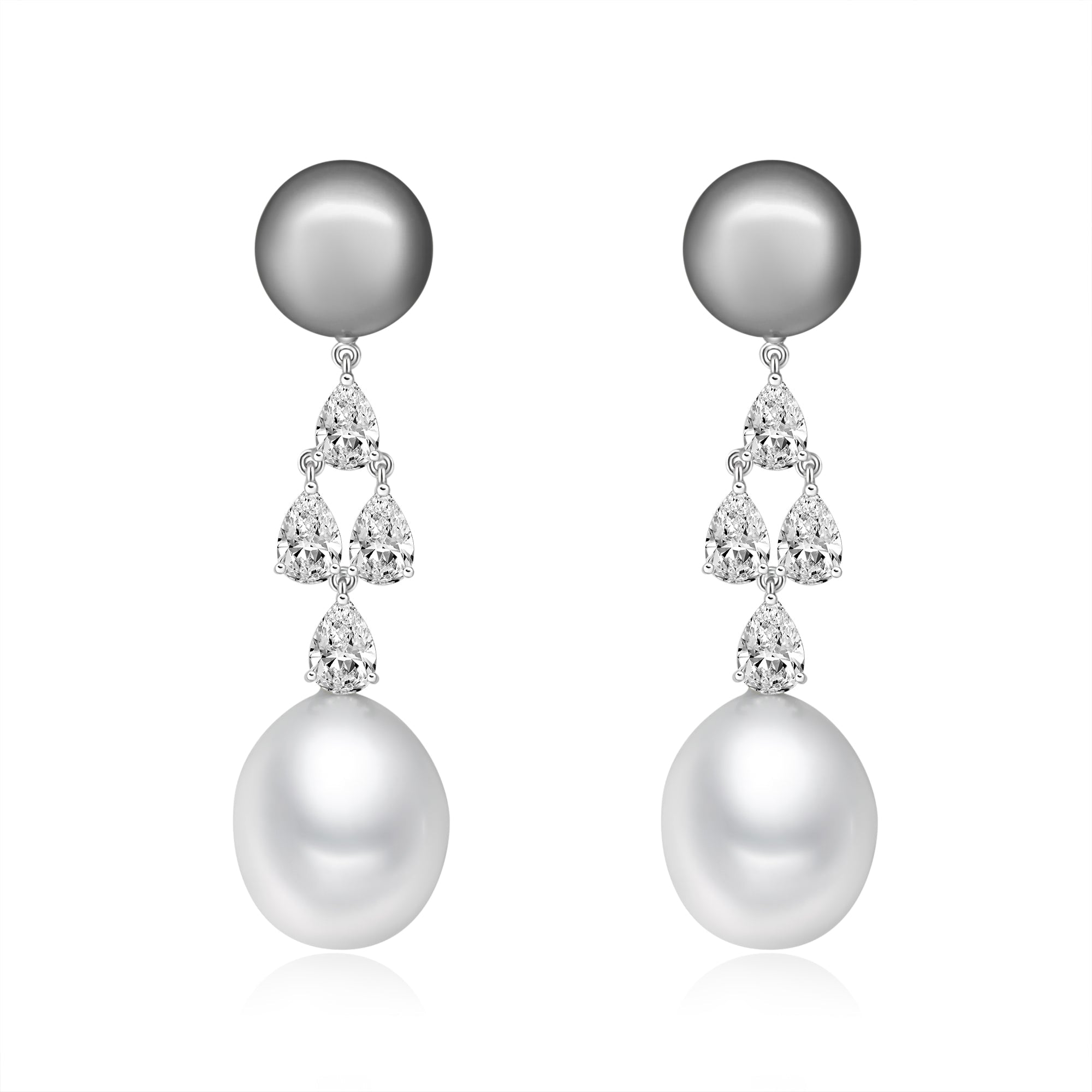 Grey South Sea Pearl Diamond Earrings - Winfrey H.