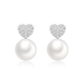 Heart - Shaped Diamond and Pearl Earrings - Winfrey H.