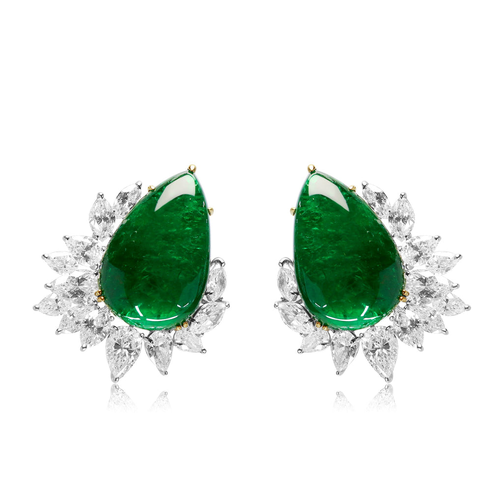 Pear - Shaped Emerald Earrings - Winfrey H.
