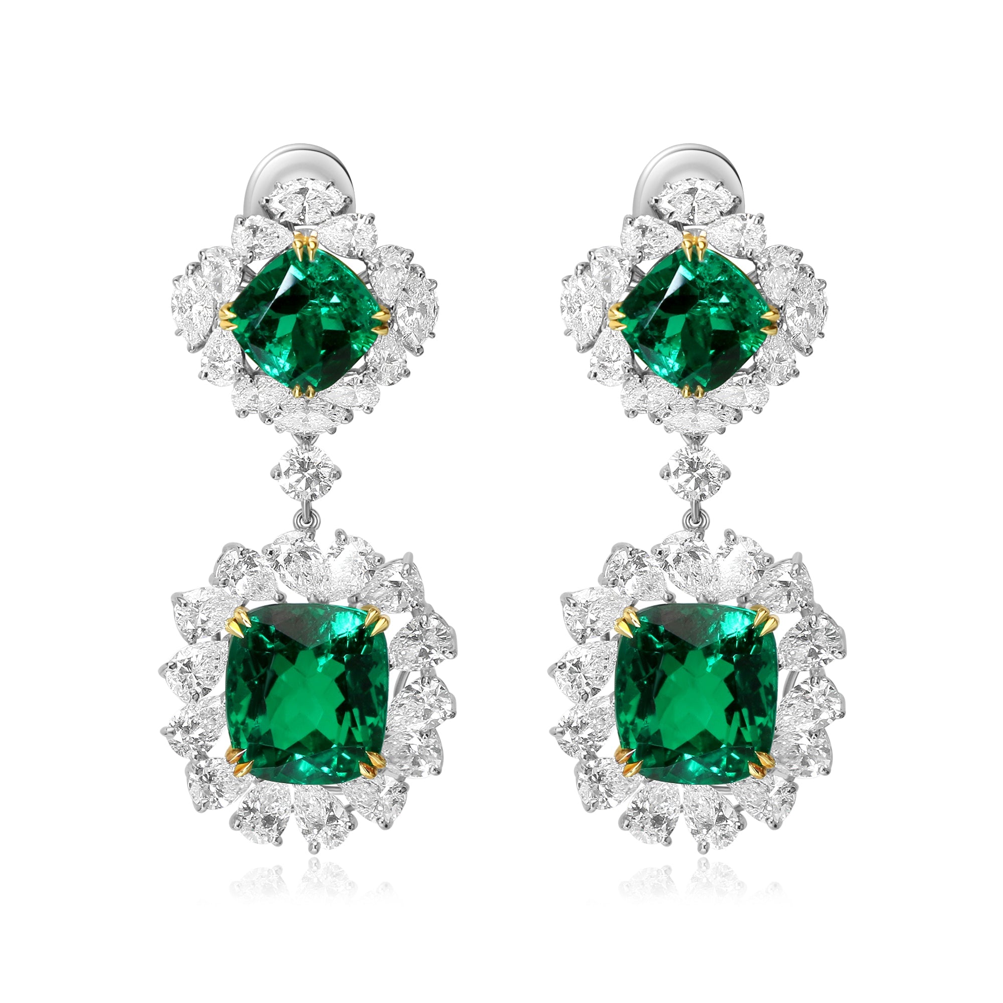 Radiant Square Drop Emerald Earrings - Winfrey H.