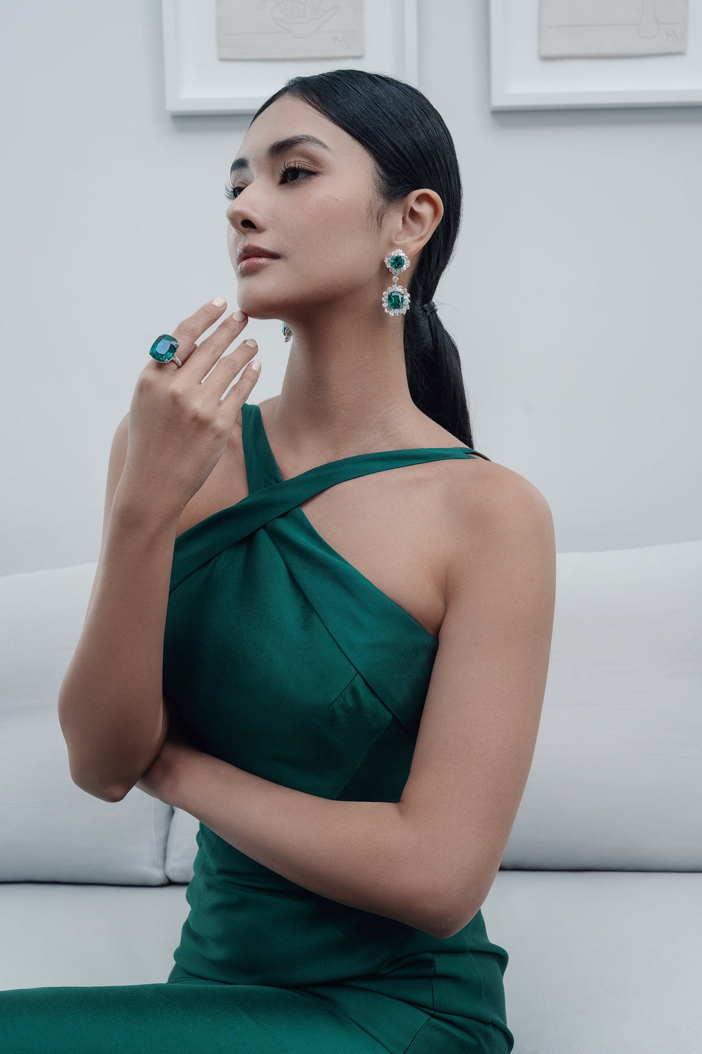 Radiant Square Drop Emerald Earrings - Winfrey H.